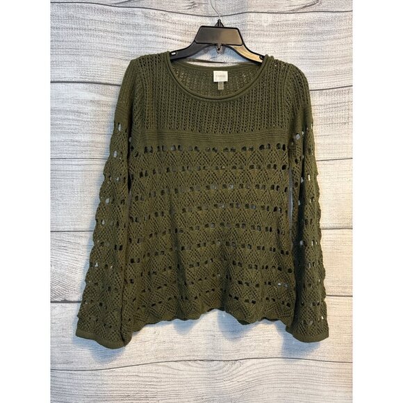 Cupio Crochet-Style Olive Green Sweater Size M - Picture 1 of 3